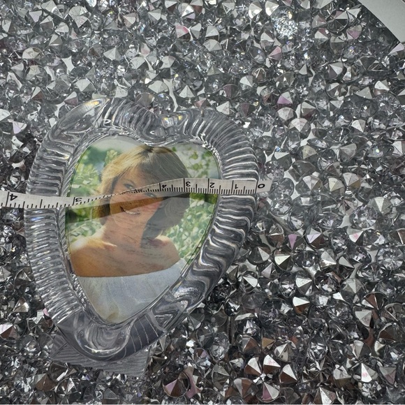 Heart picture frame clear plastic ribbed crystal look cute vintage love π - Picture 5 of 5